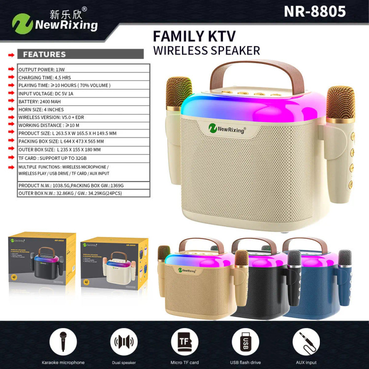 اسپیکر بلوتوثی نیوریکسینگ مدل NR-8805